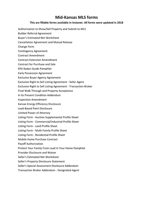 Mid Kansas MLS Forms screenshot