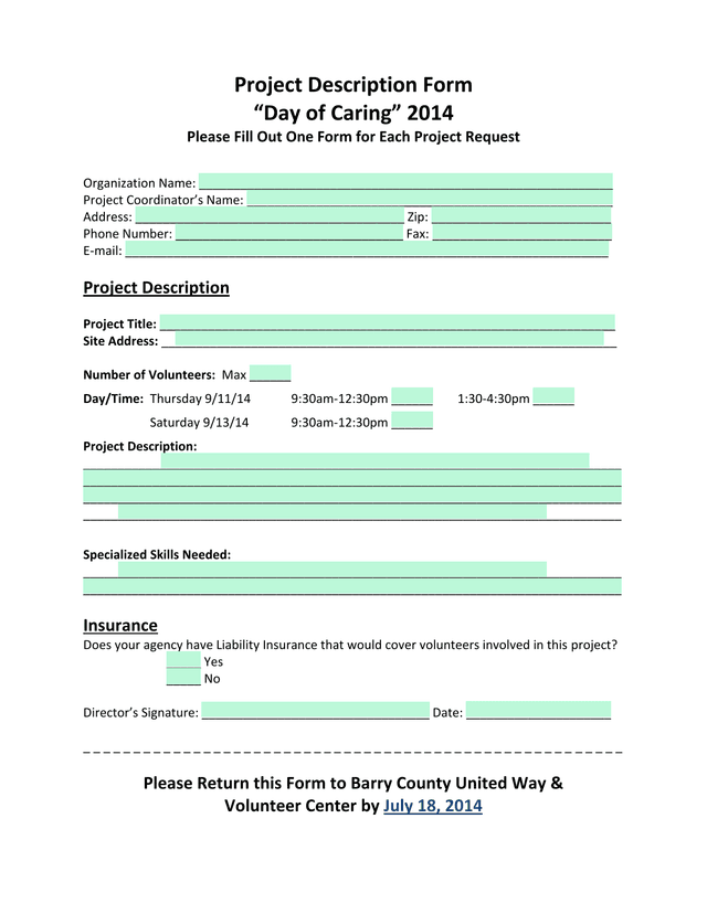 Project Description Form   Day Of Caring 2014 screenshot