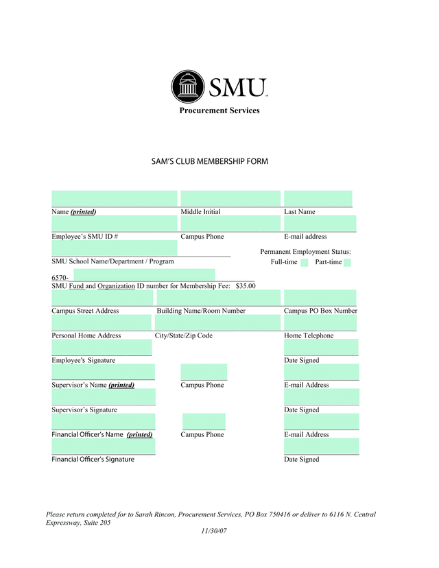 SAMS CLUB MEMBERSHIP FORM screenshot