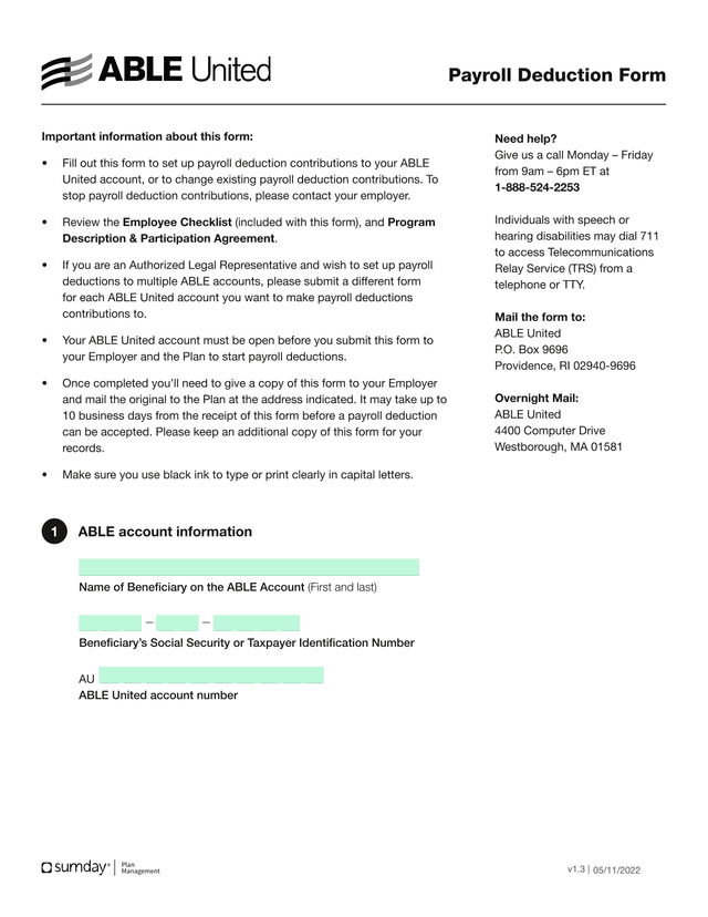 Payroll Deduction Form screenshot