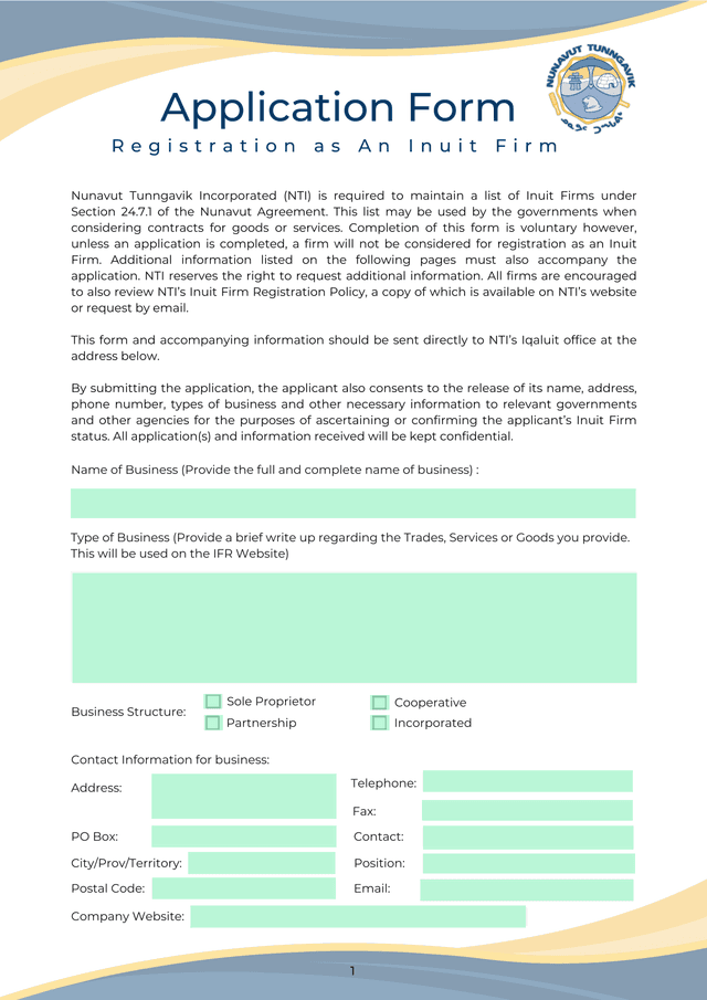 Registration As An Inuit Firm screenshot