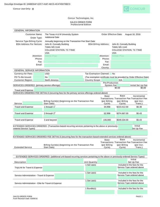 Sales Order Form screenshot