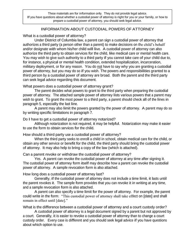 Information About Custodial Powers Of Attorney screenshot