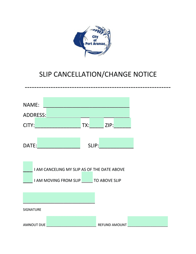 SLIP CANCELLATIONCHANGE NOTICE screenshot
