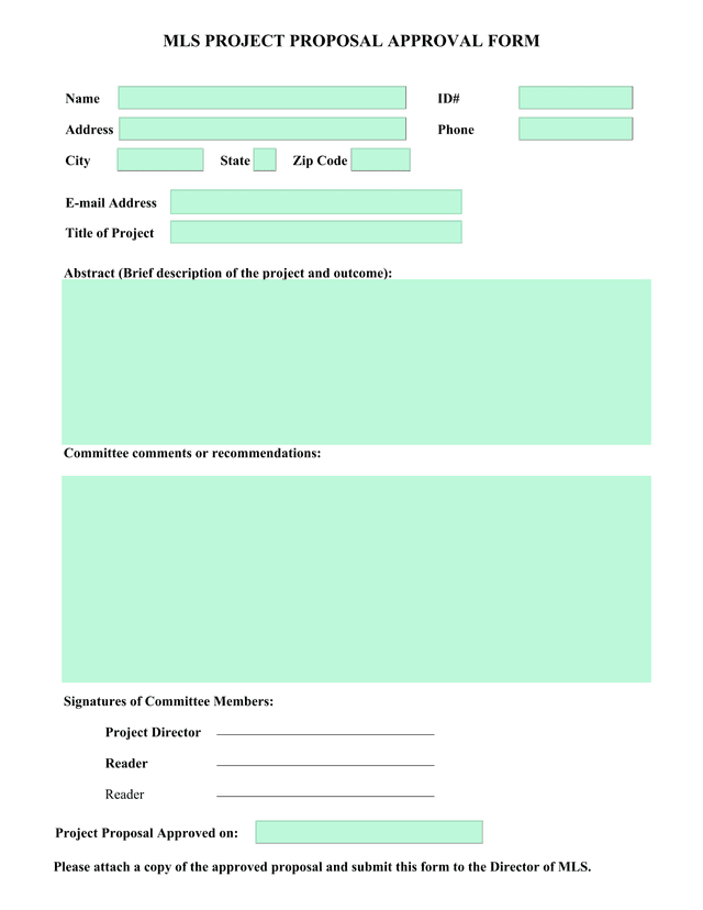 MLS PROJECT PROPOSAL APPROVAL FORM screenshot