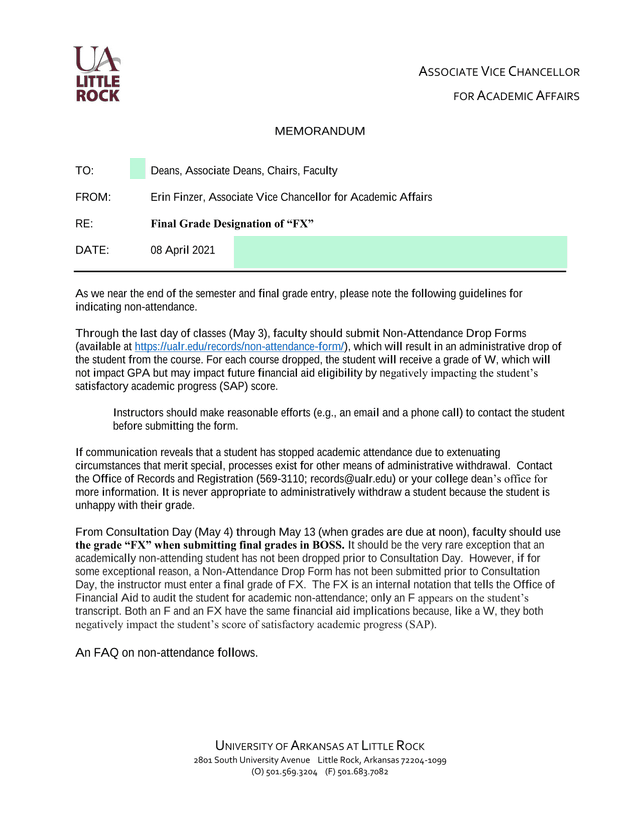 Final Grade Designation Of FX Memorandum screenshot