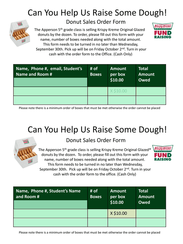 Donut Sales Order Form screenshot
