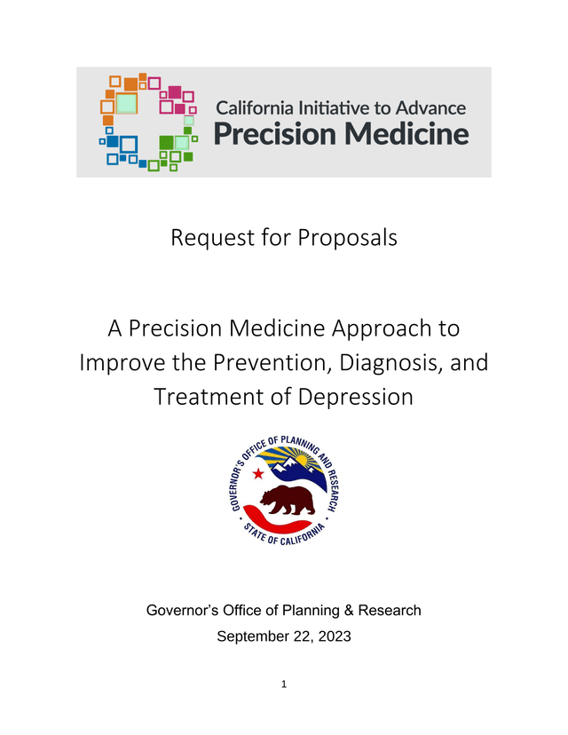 Request For Proposals A Precision Medicine Approach To Improve The Prevention, Diagnosis, And Treatm screenshot