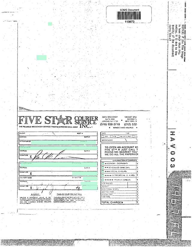 Five Star Messenger Service Account Opening Form screenshot