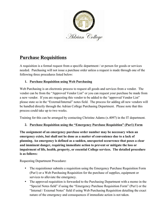 Purchase Requisitions screenshot