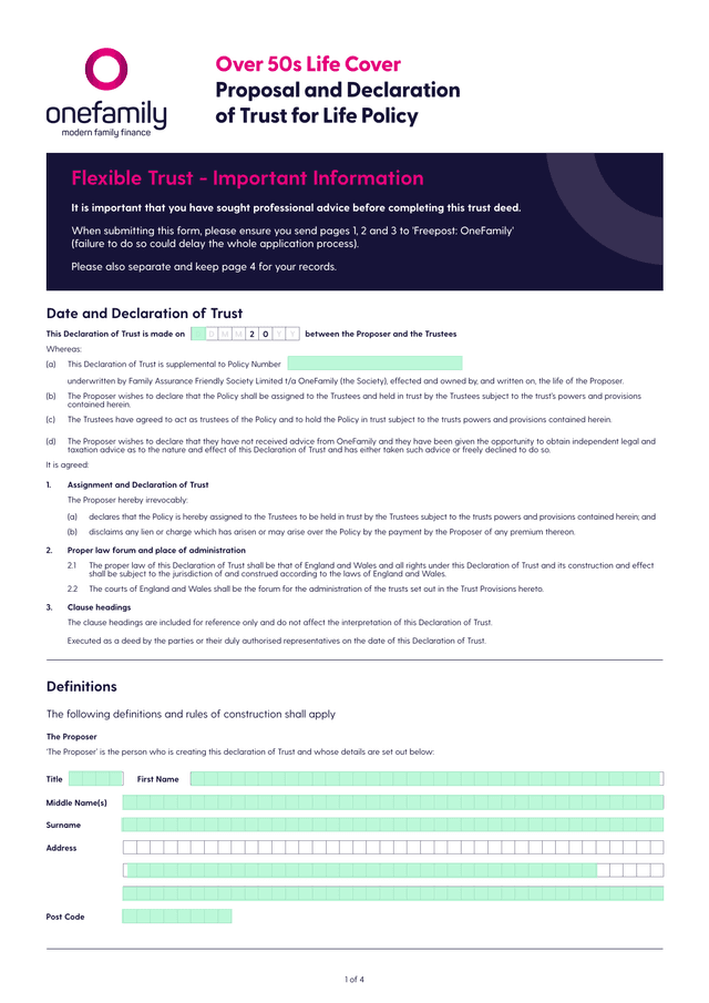 Declaration Of Trust screenshot