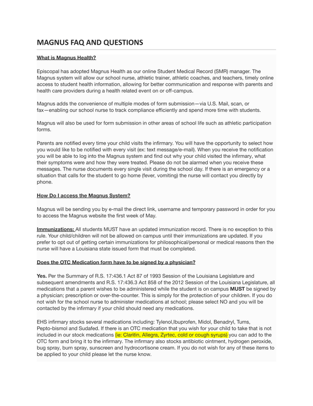 MAGNUS FAQ AND QUESTIONS screenshot