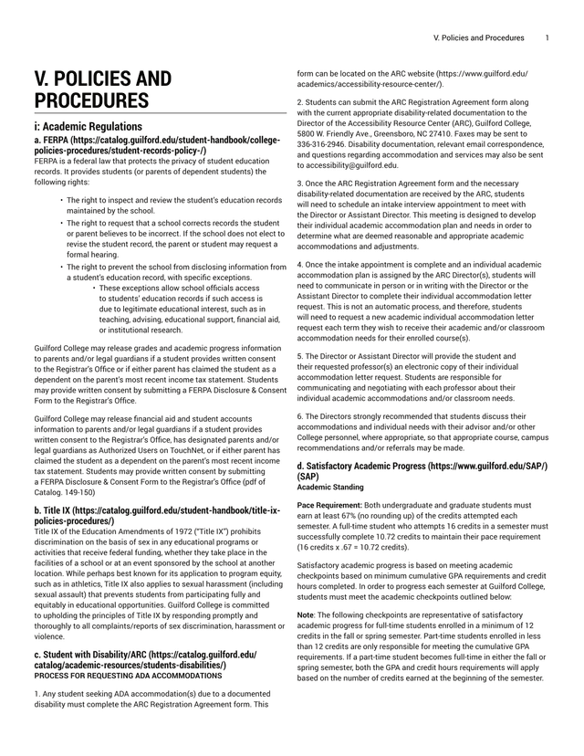 V. Policies And Procedures screenshot