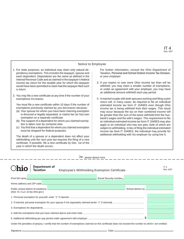 EmployeeS Withholding Exemption Certificate screenshot