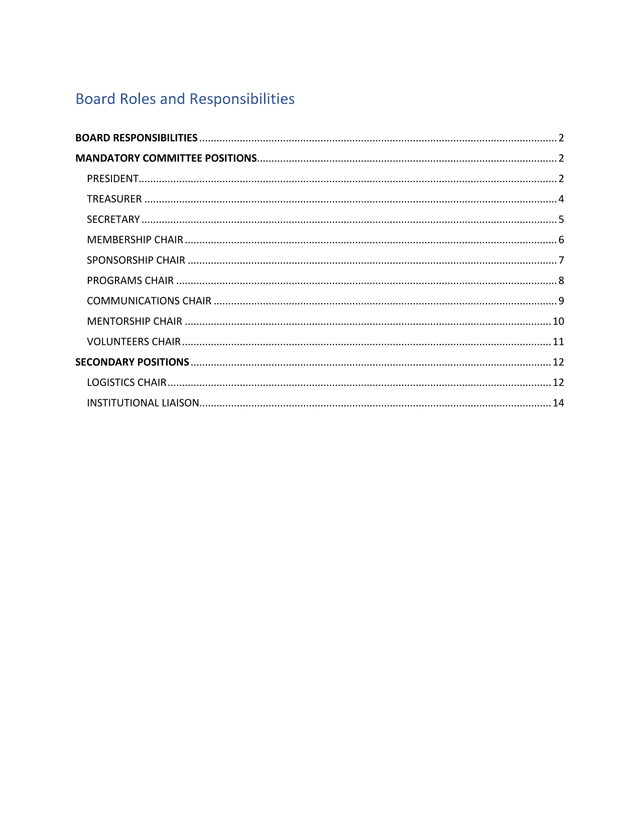 Board Roles And Responsibilities screenshot