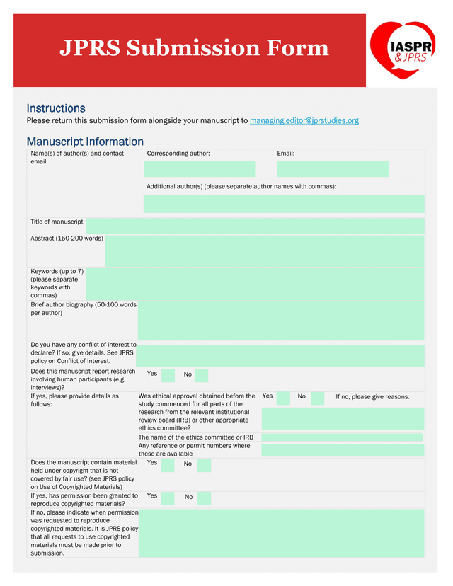 JPRS Submission Form screenshot