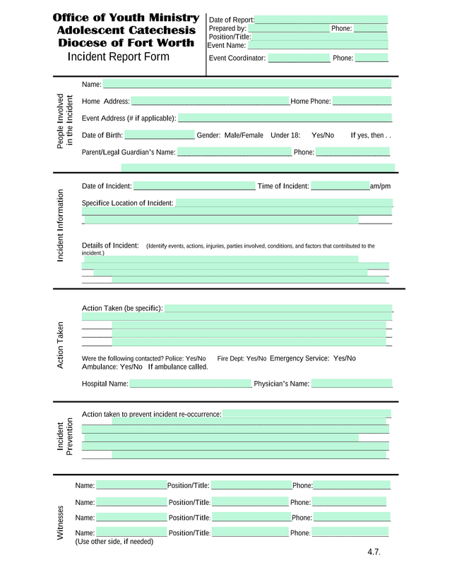 Incident Report Form screenshot