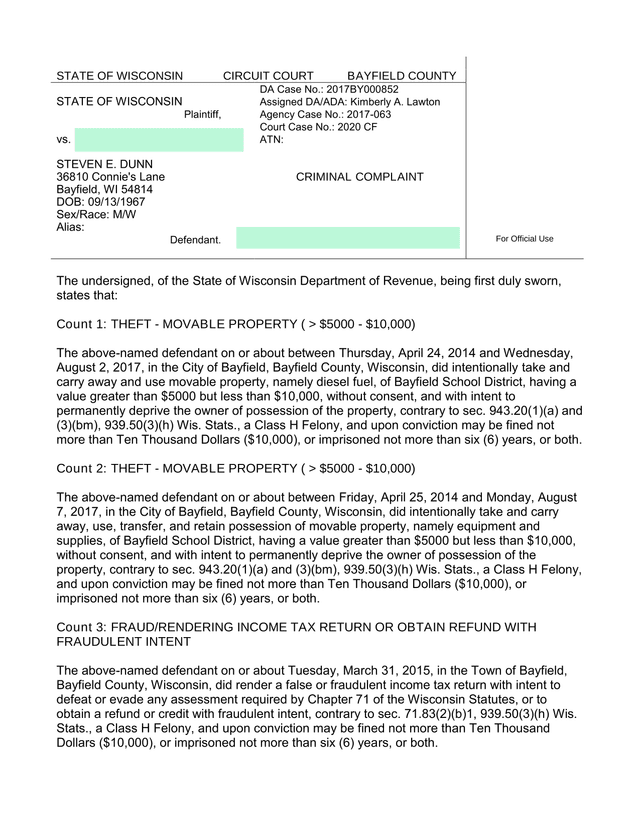 Criminal Complaint screenshot