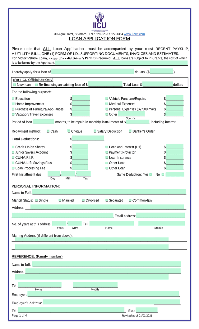 Loan Application Form screenshot