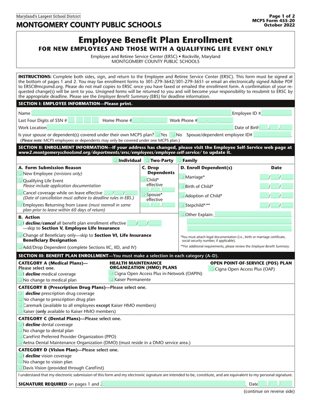 Employee Benefit Plan Enrollment screenshot