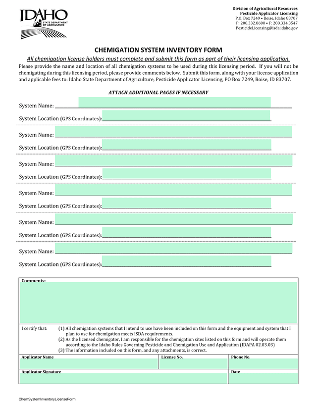 ChemSystemInventoryLicenseForm screenshot