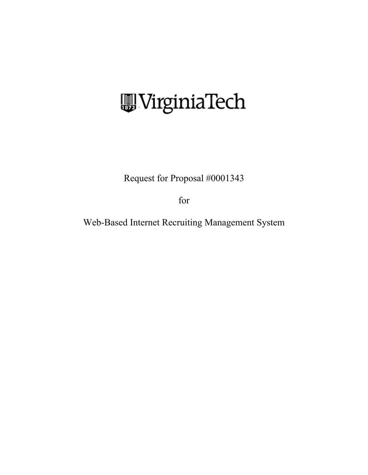 Request For Proposal 0001343 For Web Based Internet Recruiting Management System screenshot