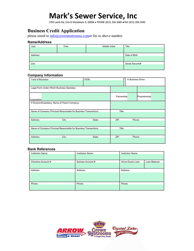 Business Credit Application screenshot