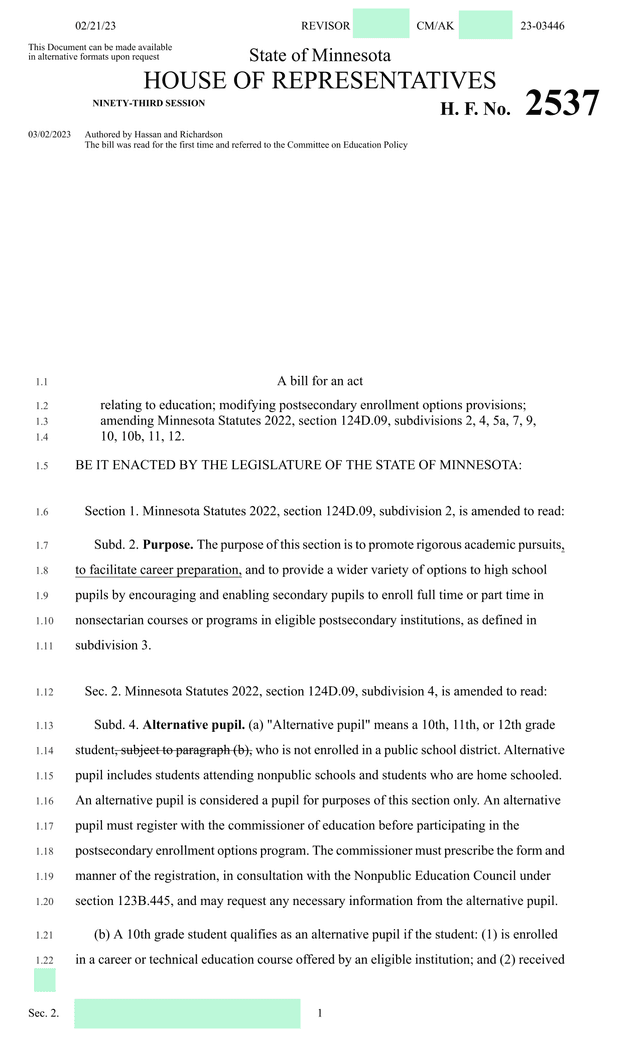 A Bill For An Act Relating To Education screenshot