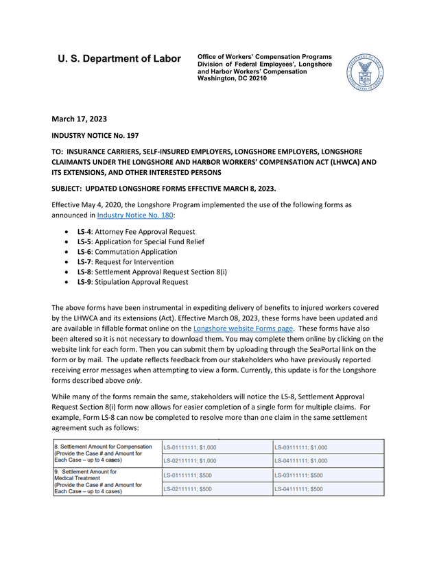 Industry Notice No. 197 screenshot