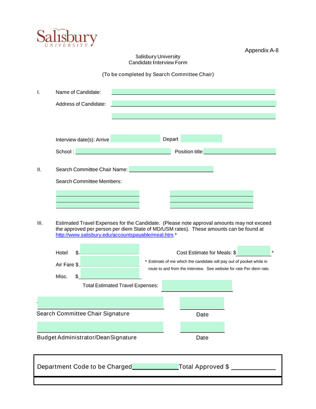 Candidate Interview Form screenshot