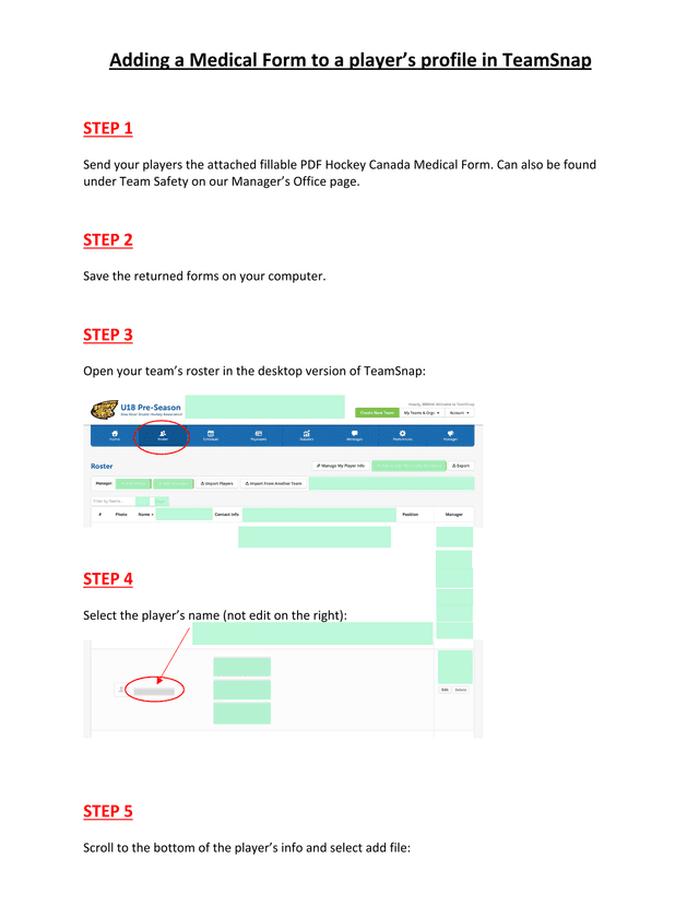 Medical Form Instructions For TeamSnap screenshot
