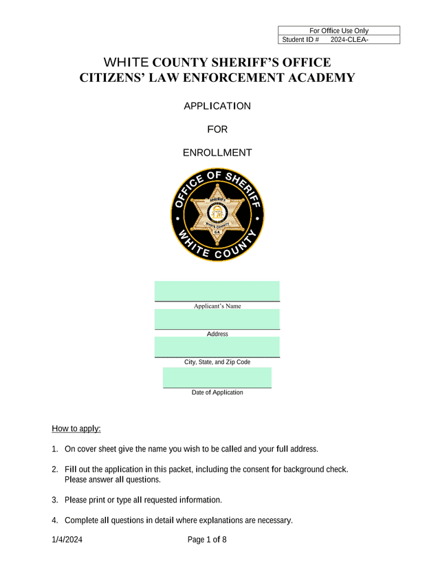 Citizens Law Enforcement Academy Application screenshot