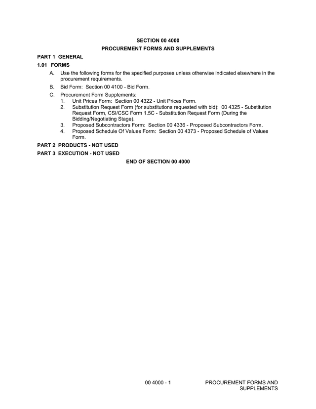 Procurement Forms And Supplements screenshot