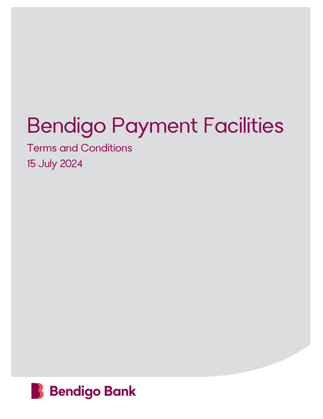 Bendigo Payment Facilities Terms And Conditions screenshot