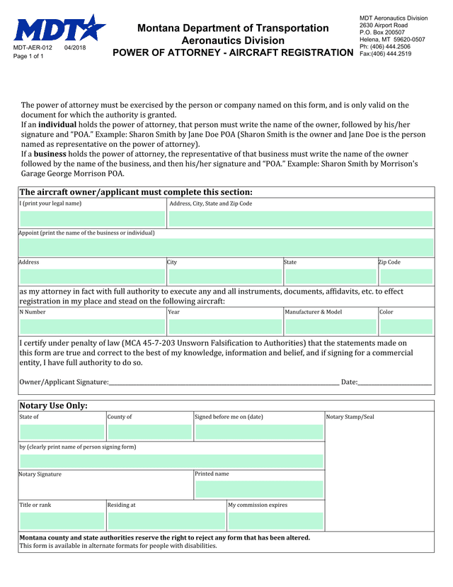 Power Of Attorney   Aircraft Registration screenshot