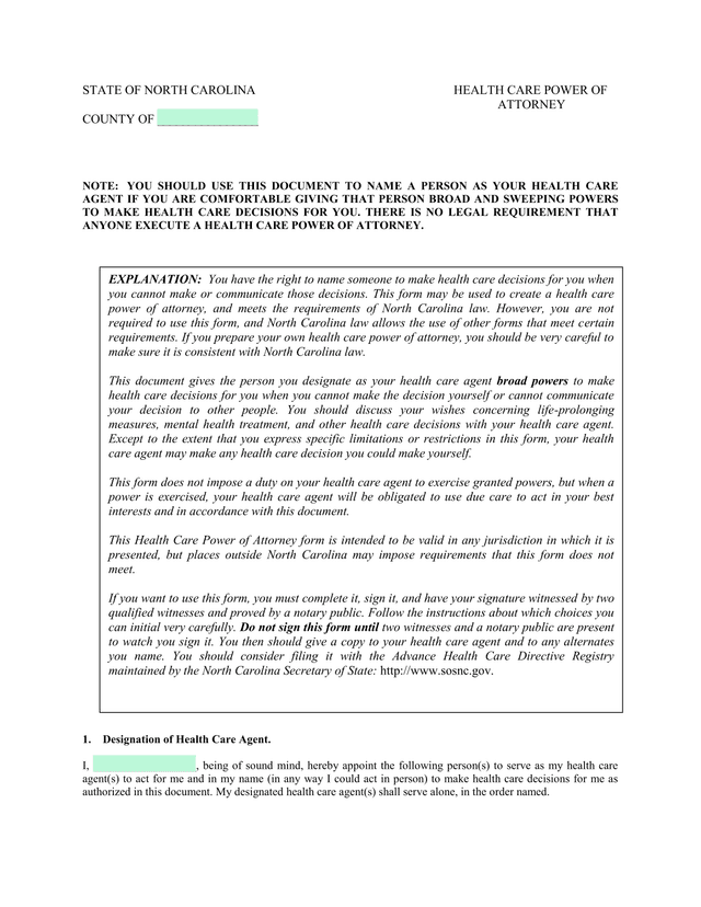 Health Care Power Of Attorney screenshot