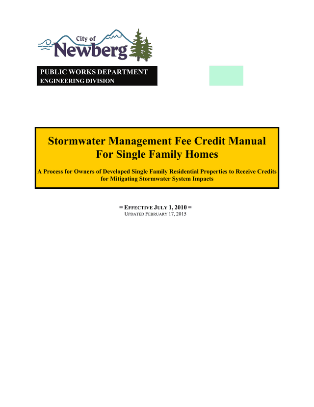 Stormwater Management Fee Credit Manual For Single Family Homes screenshot