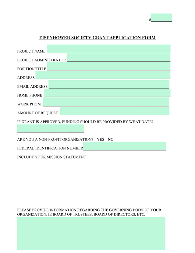 EISENHOWER SOCIETY GRANT APPLICATION FORM screenshot