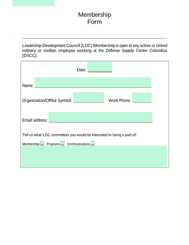 Membership Form screenshot
