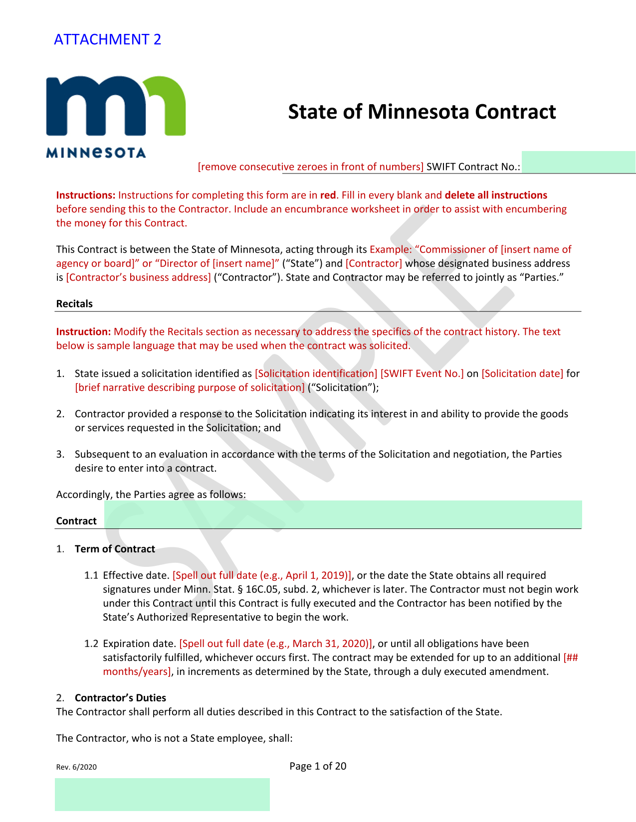 State Of Minnesota Contract screenshot
