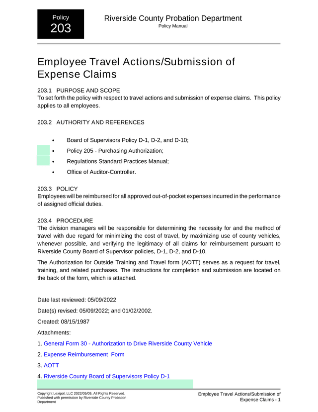 Employee Travel ActionsSubmission Of Expense Claims screenshot