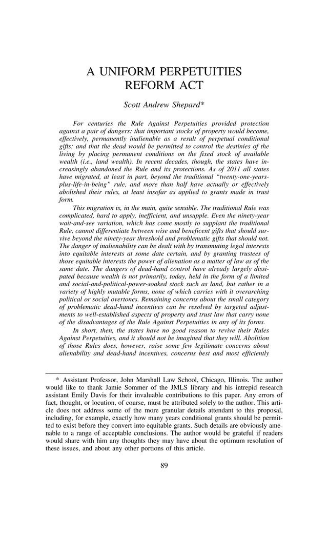 A Uniform Perpetuities Reform Act screenshot