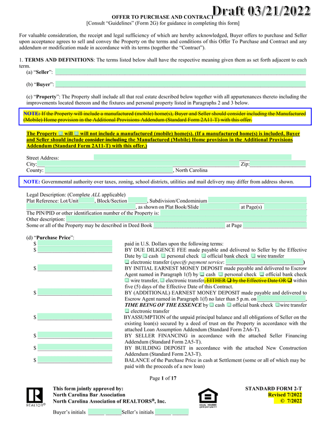 Offer To Purchase And Contract screenshot