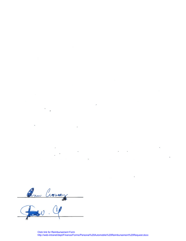 Personal Automobile Reimbursement Request screenshot