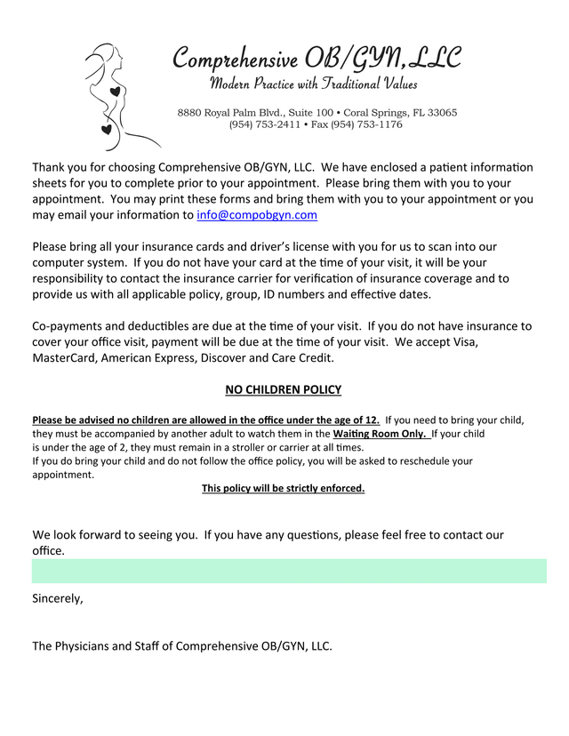 Patient Information Sheet screenshot