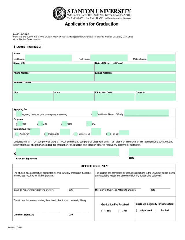 Application For Graduation screenshot