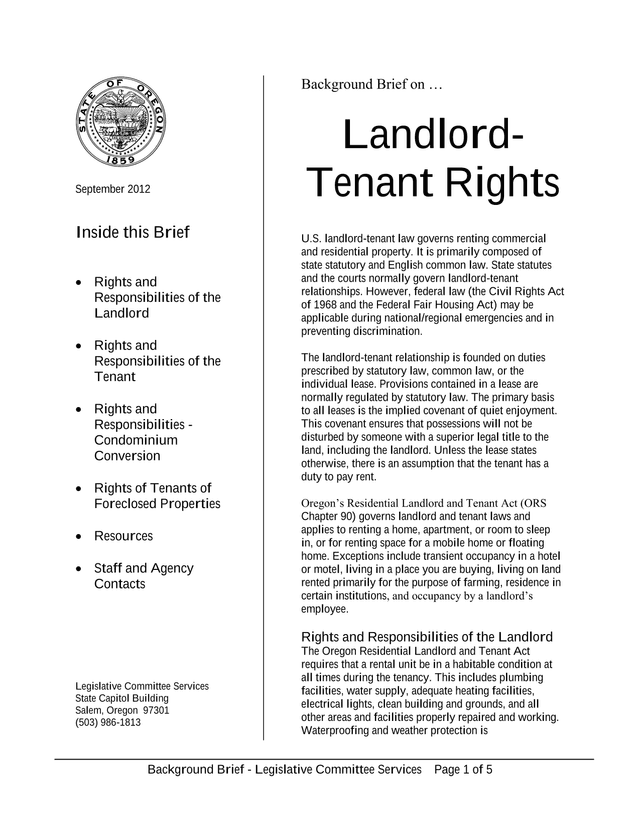 Background Brief On Landlord Tenant Rights screenshot