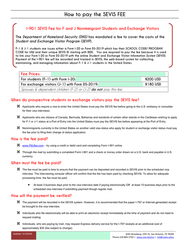 How To Pay The SEVIS FEE screenshot