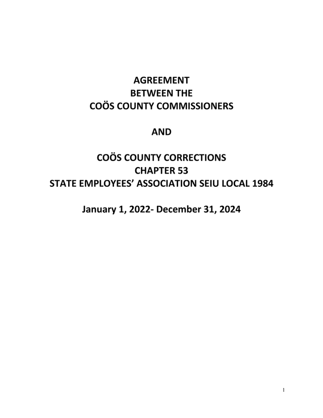Agreement Between The Cos County Commissioners And Cos County Corrections Chapter 53 State Employees screenshot
