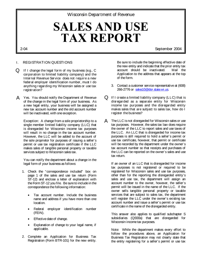 Wisconsin Sales And Use Tax Registration Changes screenshot